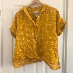 Yellow & white polka dot crop top